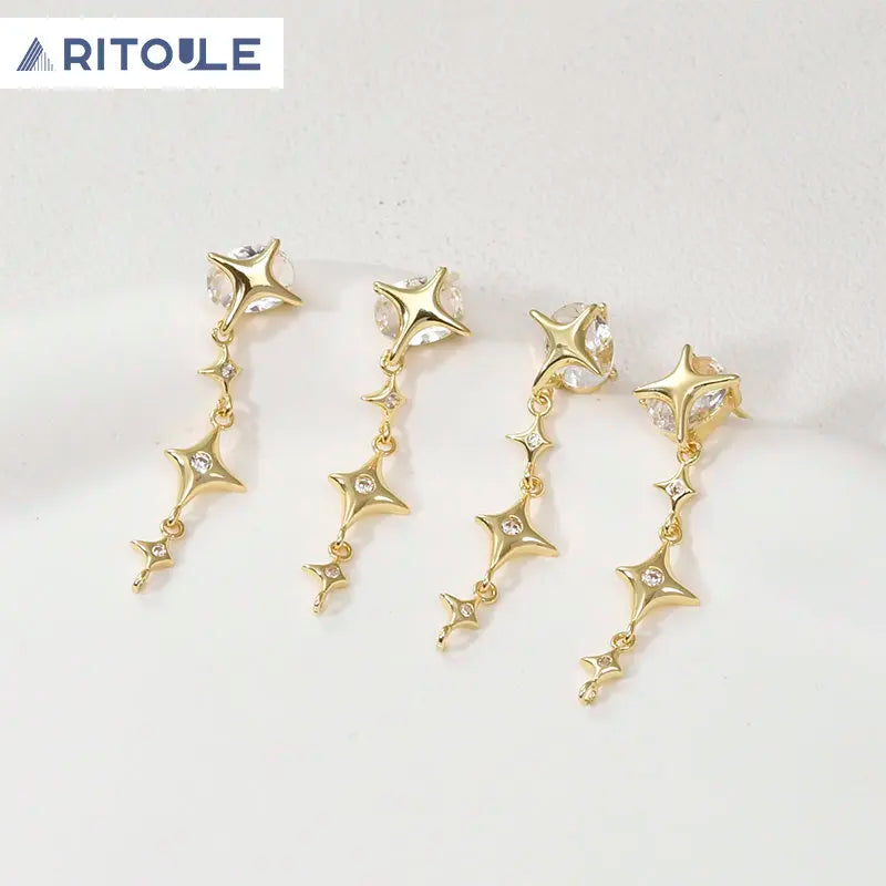 Copper Plated Zircon Star Earrings DIY Jewelry Material