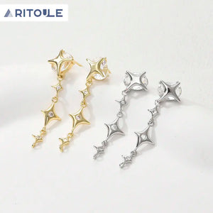 Copper Plated Zircon Star Earrings DIY Jewelry Material