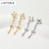 Copper Plated Zircon Star Earrings DIY Jewelry Material