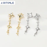 Copper Plated Zircon Star Earrings DIY Jewelry Material