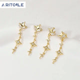 Copper Plated Zircon Star Earrings DIY Jewelry Material