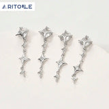 Copper Plated Zircon Star Earrings DIY Jewelry Material