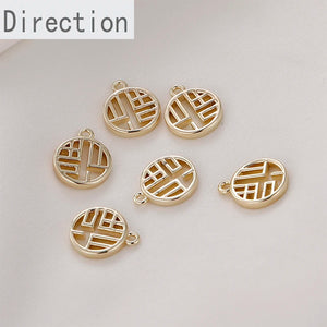 14k Gold-Plated Chinese Wind Pendant Peace Tag DIY Jewelry