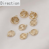 14k Gold-Plated Chinese Wind Pendant Peace Tag DIY Jewelry