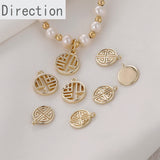 14k Gold-Plated Chinese Wind Pendant Peace Tag DIY Jewelry