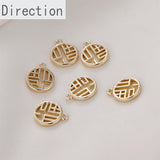 14k Gold-Plated Chinese Wind Pendant Peace Tag DIY Jewelry