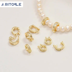 Copper Plated Round Zircon Pendant for DIY Homemade Bracelet Necklace