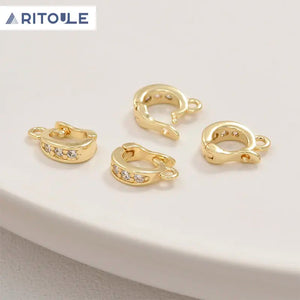 Copper Plated Round Zircon Pendant for DIY Homemade Bracelet Necklace