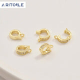 Copper Plated Round Zircon Pendant for DIY Homemade Bracelet Necklace
