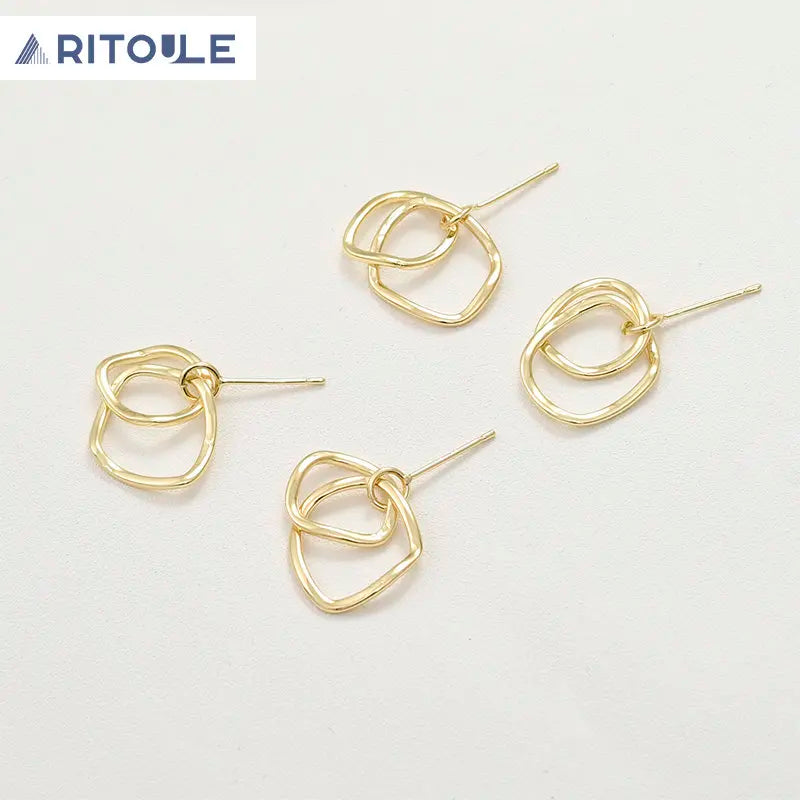 Copper-Plated 14k Double-Ring Earrings - DIY Earring Accessories