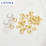 Copper Plated 14K Large Hole Pearl Cap Pendant DIY Earrings Necklace