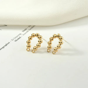 Copper Plated 14k Beanie Earrings Silver Needle DIY Jewelry