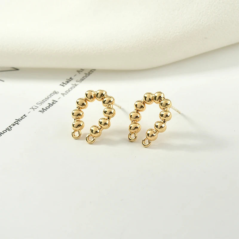 Copper Plated 14k Beanie Earrings Silver Needle DIY Jewelry