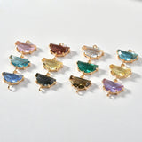 18K Golden Diamond Crystal Double Hanging Earrings