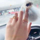Copper-plated 18K Gold Open Ring Hip-hop Punk Wild Wind Jewelry