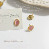 Opal Oval Earrings, Copper Plated, Hypoallergenic Material