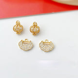18K Gold-Clad Peace Lock Double Chandelier DIY Earring Necklace Bracelet