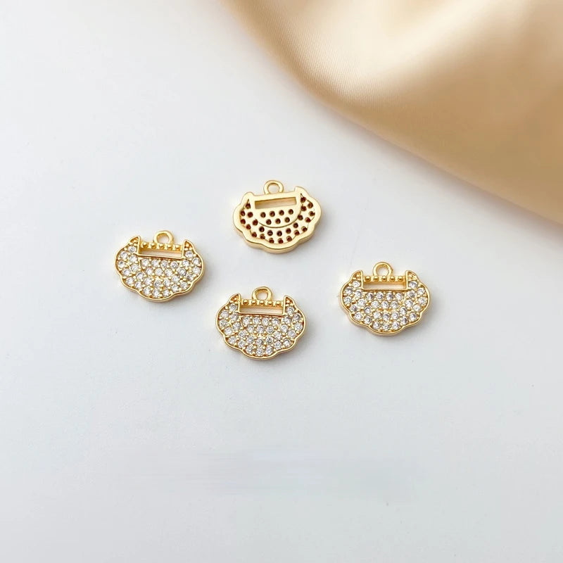 18K Gold-Clad Peace Lock Double Chandelier DIY Earring Necklace Bracelet