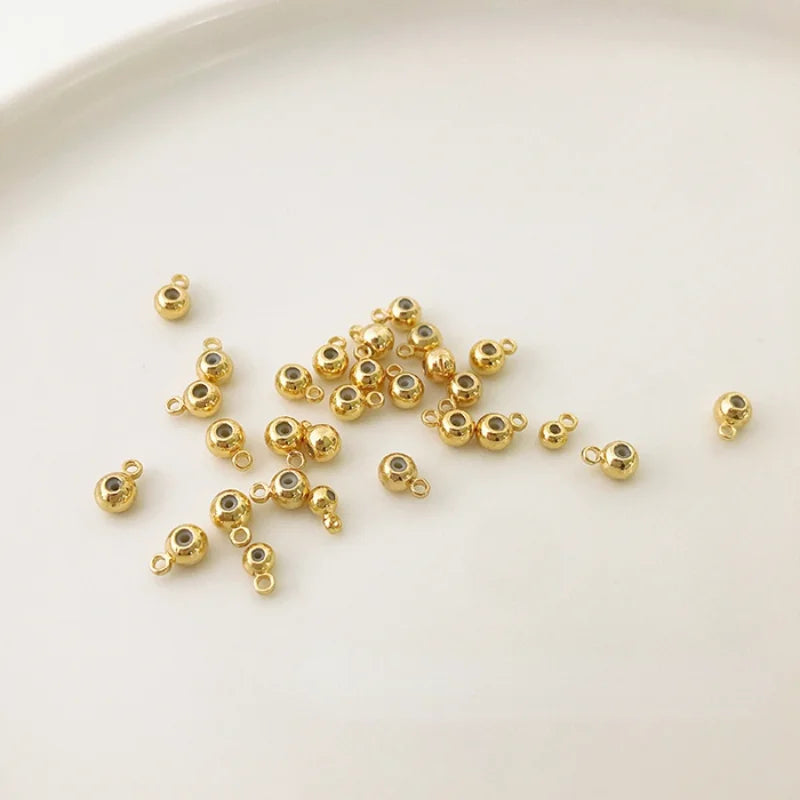 18K Copper Plated Necklace Beads with Silicone Positioning Beads