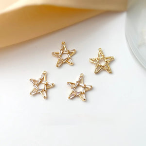 18K Copper Plated Zircon Star Sun Pendant DIY Earrings Necklace