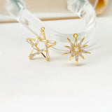 18K Copper Plated Zircon Star Sun Pendant DIY Earrings Necklace
