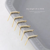 Copper-Plated 18K Zircon Bow Love Earrings DIY Jewelry Material