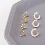 Copper-Plated 18K Zircon Bow Love Earrings DIY Jewelry Material