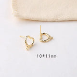 Copper-Plated 18K Zircon Bow Love Earrings DIY Jewelry Material