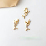 18K Copper Plated Zircon Mermaid Pendant Set for DIY Jewelry Making