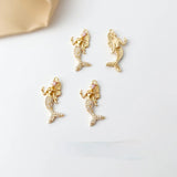18K Copper Plated Zircon Mermaid Pendant Set for DIY Jewelry Making