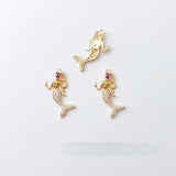 18K Copper Plated Zircon Mermaid Pendant Set for DIY Jewelry Making