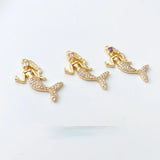 18K Copper Plated Zircon Mermaid Pendant Set for DIY Jewelry Making
