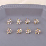 Copper-Plated 18K Zircon Snowflake Leaf Earrings