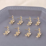 Copper-Plated 18K Zircon Snowflake Leaf Earrings