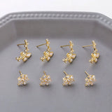 Copper-Plated 18K Zircon Snowflake Leaf Earrings