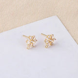 Copper-Plated 18K Zircon Snowflake Leaf Earrings
