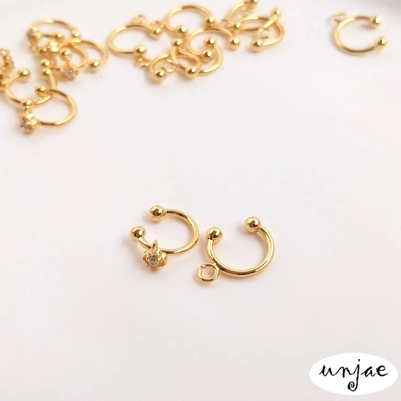 18K Copper-Plated C-Shaped Ear Clip DIY Earring Ring U-Shaped Small Ear Ring