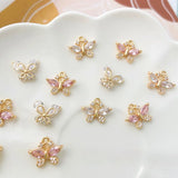 18K Copper Plated Butterfly Zircon Pendant DIY Material