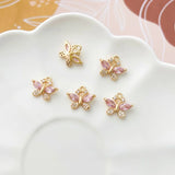 18K Copper Plated Butterfly Zircon Pendant DIY Material