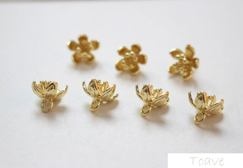 Copper Plated 18K Real Flower Pendant DIY Ear Decor Material