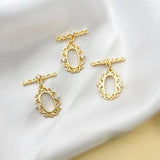 Copper Plated 18K Real Zircon Lace Oval DIY Necklace Bracelet Buckle