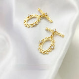 Copper Plated 18K Real Zircon Lace Oval DIY Necklace Bracelet Buckle