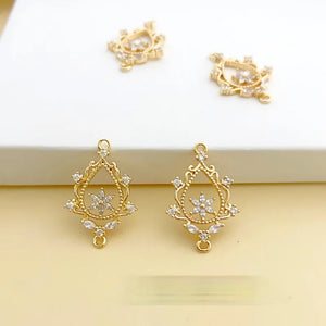 18K Copper Plated Fairy Flower Water Drop Wreath DIY Earring Necklace