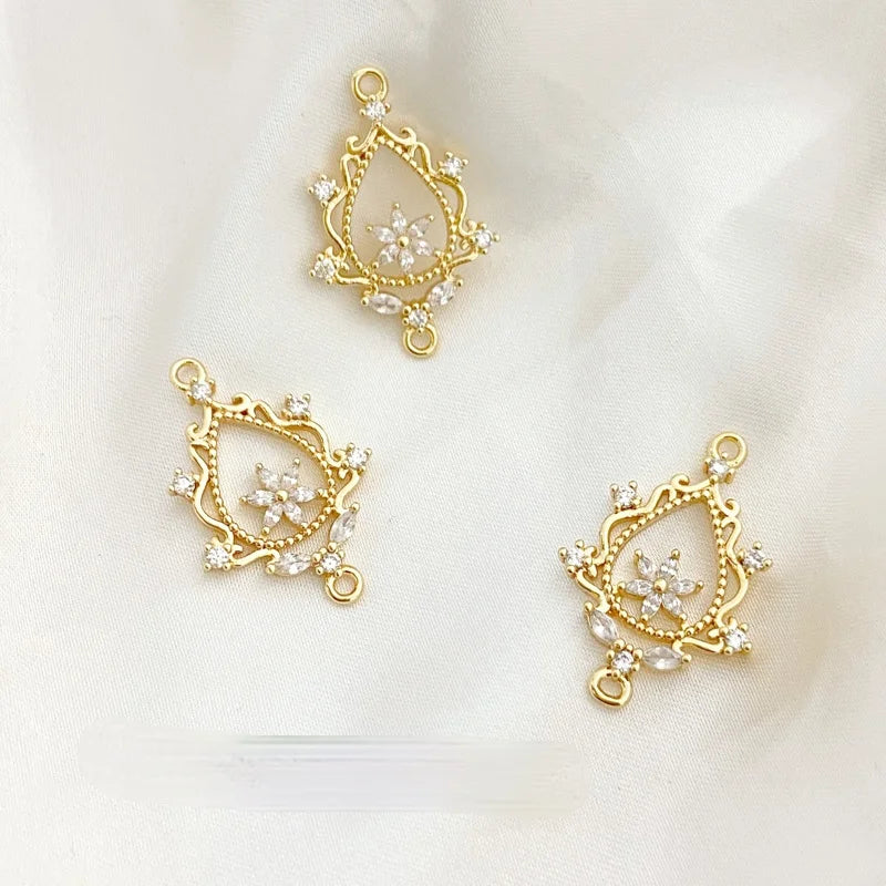 18K Copper Plated Fairy Flower Water Drop Wreath DIY Earring Necklace