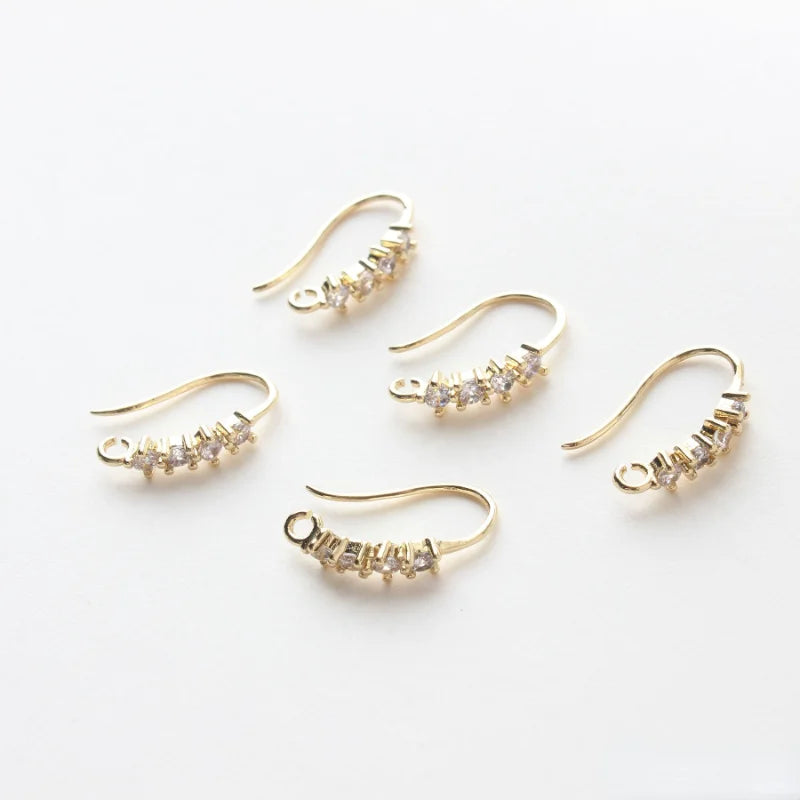 18K Copper Plated Zircon Ear Hooks - DIY Earring Material