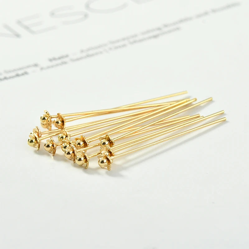 Copper Plated 18K Star Flower T-Shaped Needle Ball Bead DIY Jewelry Accessory
