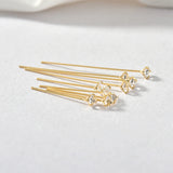 Copper Plated 18K Zircon Claw Drill T Needle Ball Needle Bead DIY Earrings