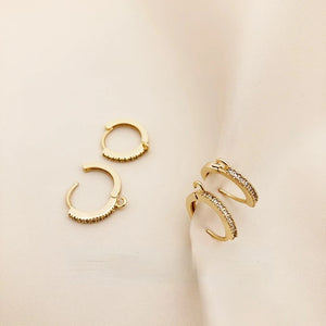 18K Copper-Plated Ear Hoop with Zircon Inlay DIY Earring Material