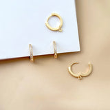 18K Copper-Plated Ear Hoop with Zircon Inlay DIY Earring Material