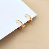 18K Copper-Plated Ear Hoop with Zircon Inlay DIY Earring Material
